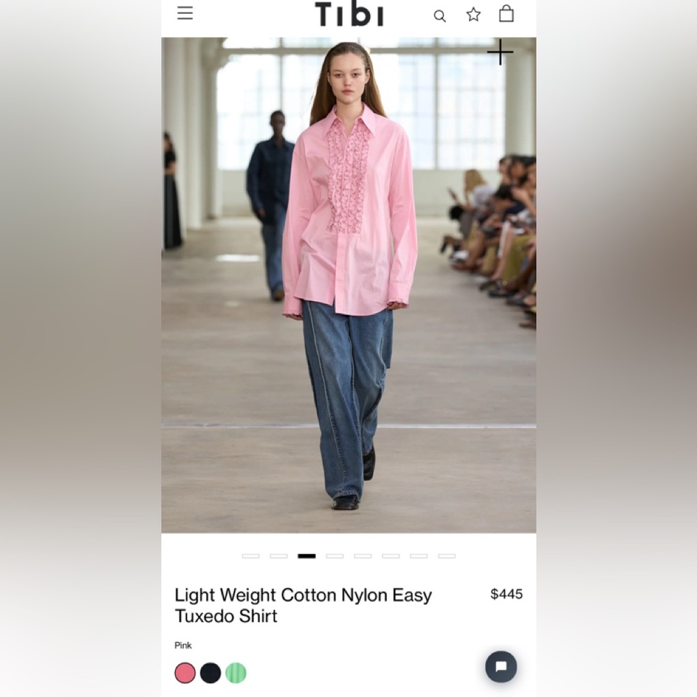 Tibi Light Weight Cotton Nylon Easy Tuxedo Shirt. NWOT